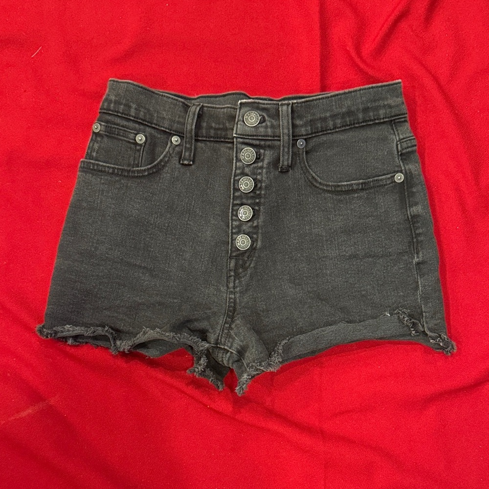 Madewell High Waist Black Denim Shorts